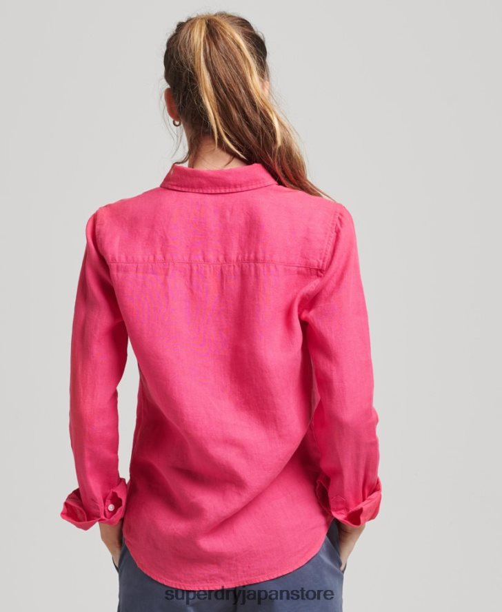 スタジオリネン長袖シャツ 女性 Superdry 衣類 ピンク 2J62PZ6538