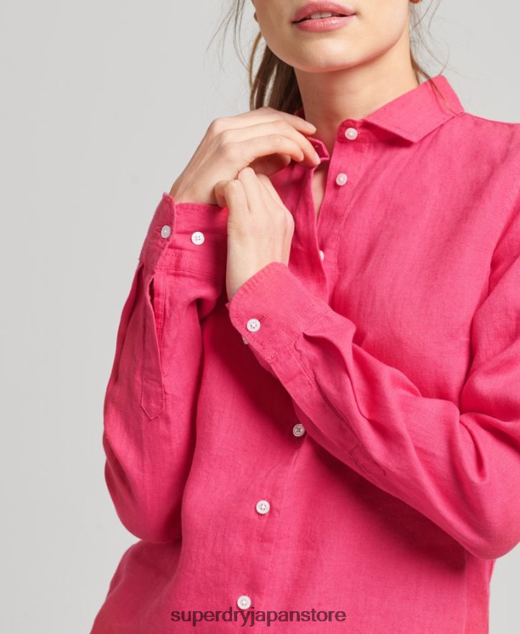 スタジオリネン長袖シャツ 女性 Superdry 衣類 ピンク 2J62PZ6538