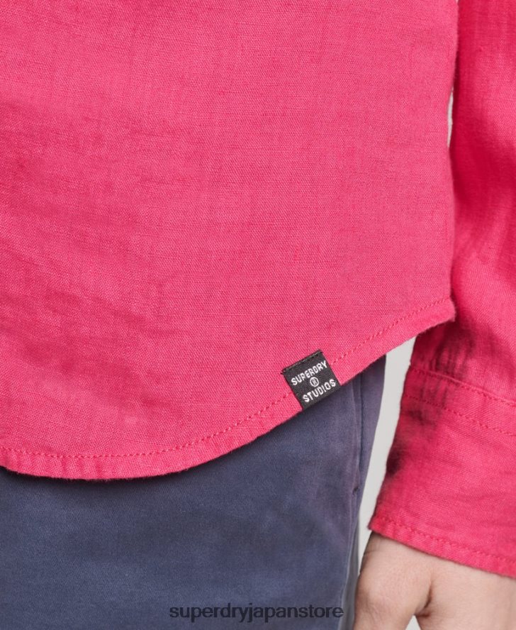 スタジオリネン長袖シャツ 女性 Superdry 衣類 ピンク 2J62PZ6538