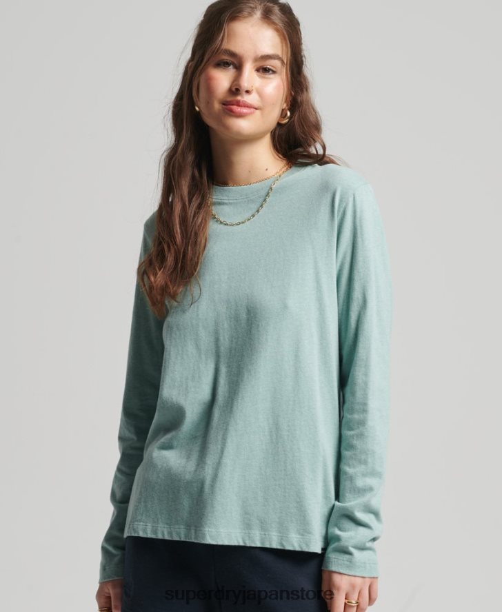 オーガニックコットンのヴィンテージロゴ刺繍トップス 女性 Superdry 衣類 ターコイズ 2J62PZ6539
