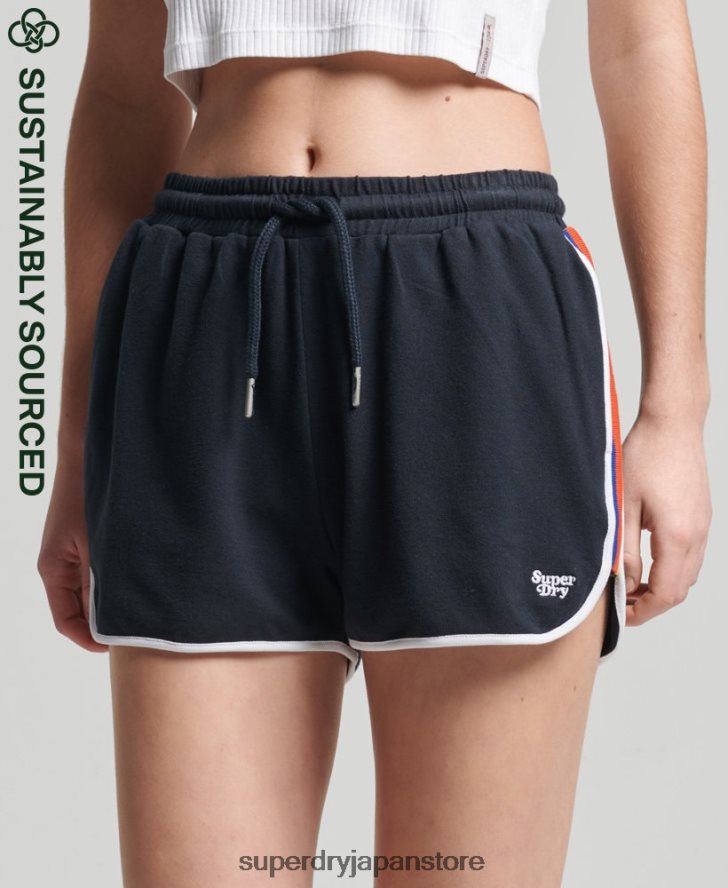 オーガニックコットン ヴィンテージストライプ レーサーショーツ 女性 Superdry 衣類 海軍 2J62PZ6542
