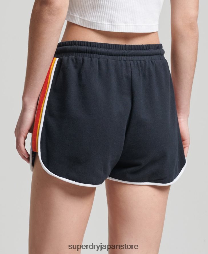 オーガニックコットン ヴィンテージストライプ レーサーショーツ 女性 Superdry 衣類 海軍 2J62PZ6542