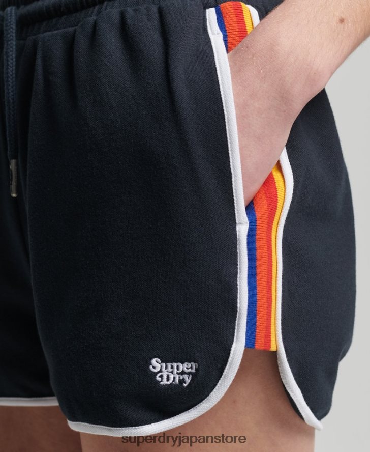 オーガニックコットン ヴィンテージストライプ レーサーショーツ 女性 Superdry 衣類 海軍 2J62PZ6542