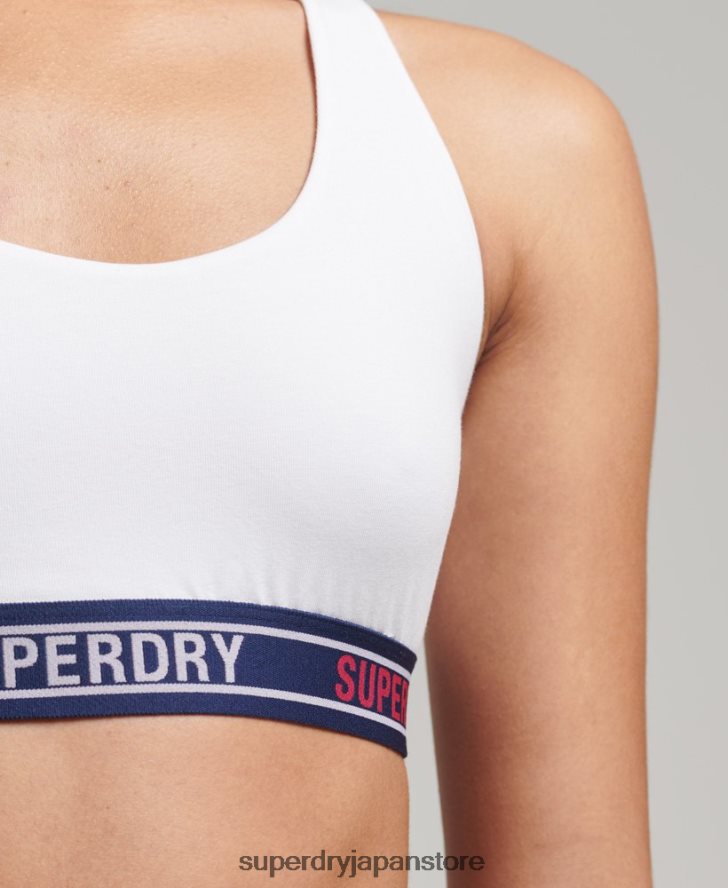 オーガニックコットン マルチロゴ クロップブラレット 女性 Superdry 衣類 白 2J62PZ6546