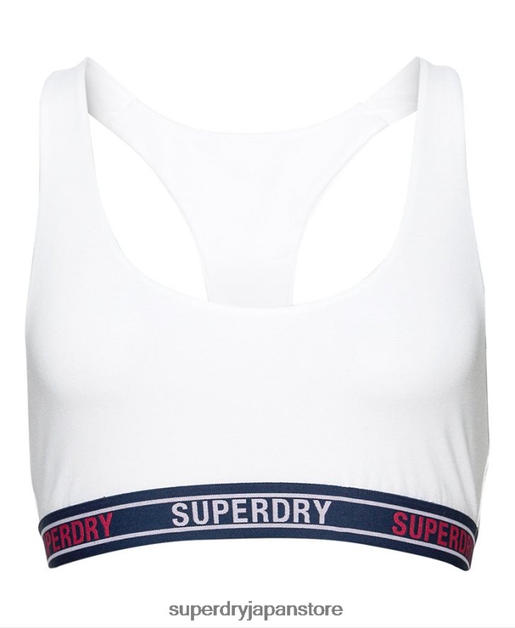 オーガニックコットン マルチロゴ クロップブラレット 女性 Superdry 衣類 白 2J62PZ6546