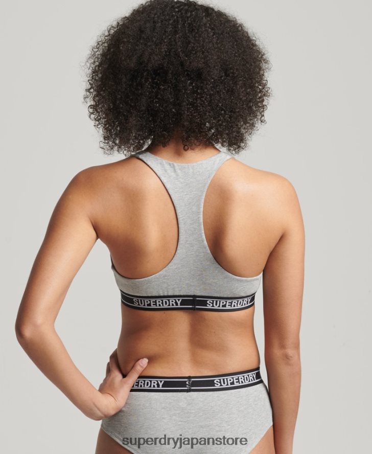 オーガニックコットン マルチロゴ クロップブラレット 女性 Superdry 衣類 ライトグレー 2J62PZ6559