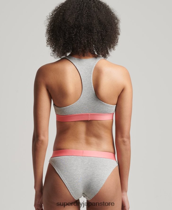 オーガニックコットン ラージロゴ ビキニブリーフ 女性 Superdry 衣類 ライトグレー 2J62PZ6561