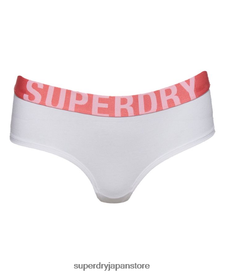 オーガニックコットン ラージロゴ ヒップスターブリーフ 女性 Superdry 衣類 白 2J62PZ6567