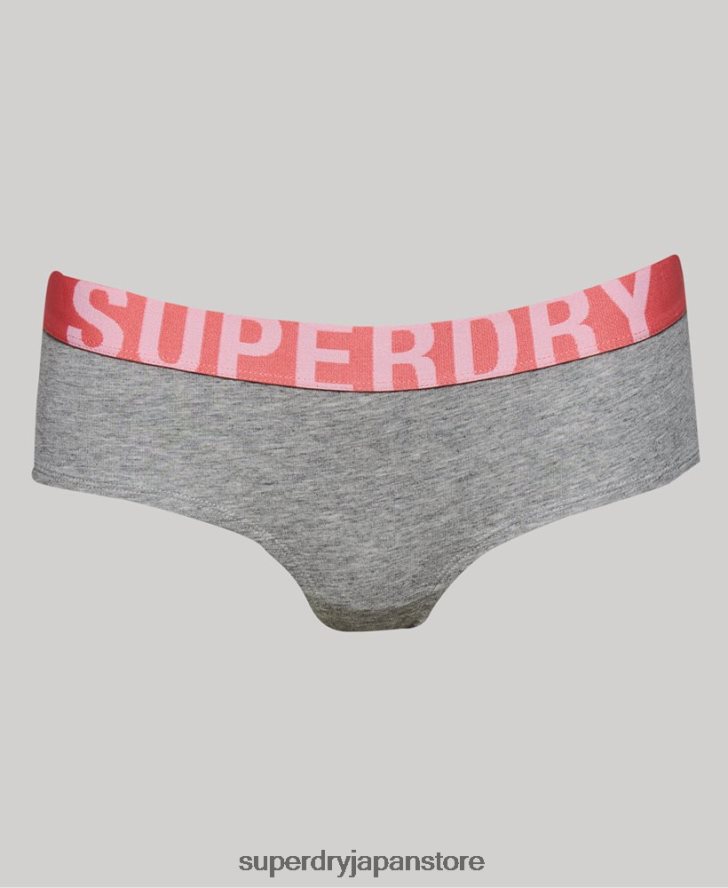 オーガニックコットン ラージロゴ ヒップスターブリーフ 女性 Superdry 衣類 ライトグレー 2J62PZ6568