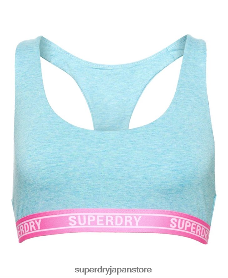 オーガニックコットン マルチロゴ クロップブラレット 女性 Superdry 衣類 青 2J62PZ6572