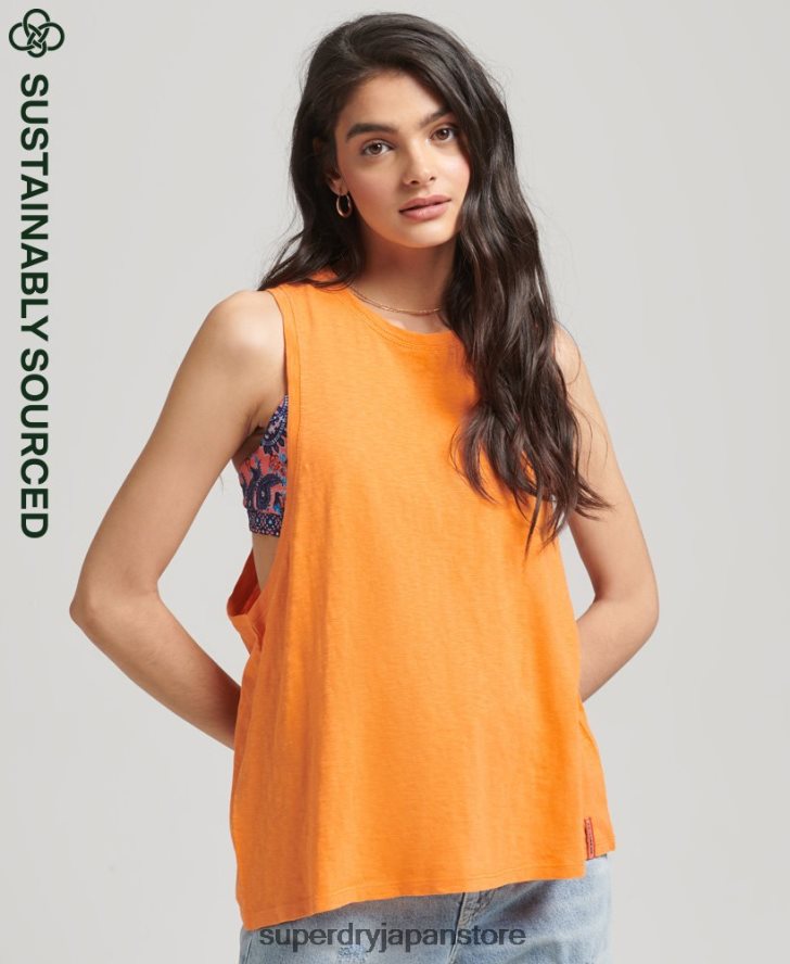 オーガニックコットン ヴィンテージ サーフ ランチェロ ベスト 女性 Superdry 衣類 オレンジ 2J62PZ6573