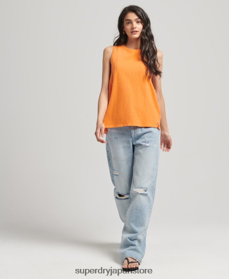 オーガニックコットン ヴィンテージ サーフ ランチェロ ベスト 女性 Superdry 衣類 オレンジ 2J62PZ6573