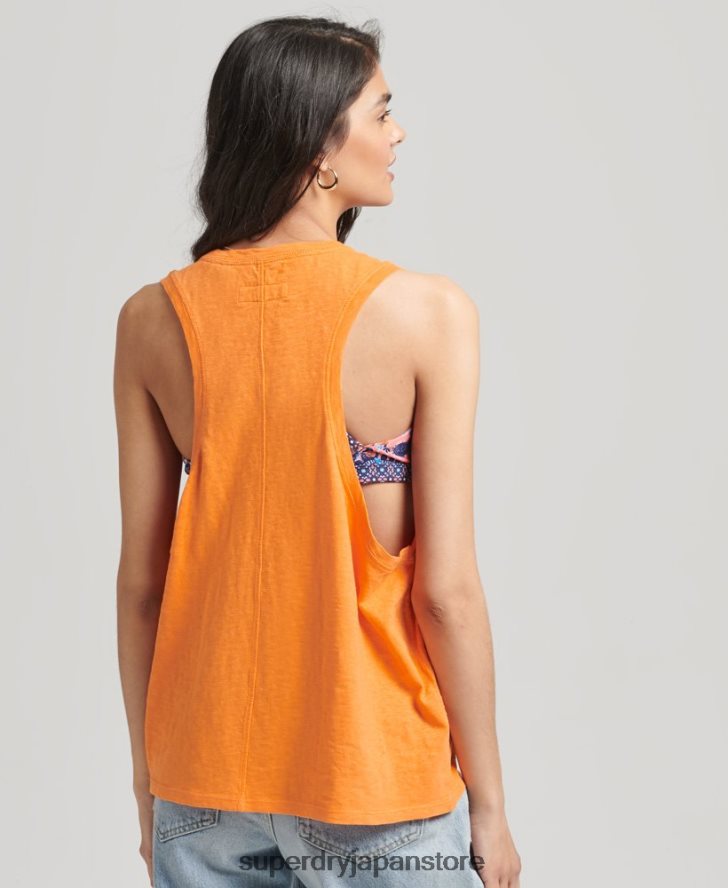 オーガニックコットン ヴィンテージ サーフ ランチェロ ベスト 女性 Superdry 衣類 オレンジ 2J62PZ6573