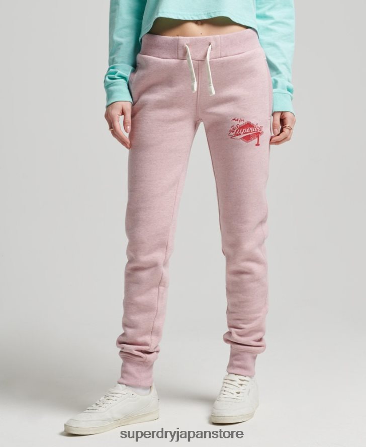 ヴィンテージスクリプトスタイルのカレッジジョガー 女性 Superdry 衣類 ピンク 2J62PZ6577