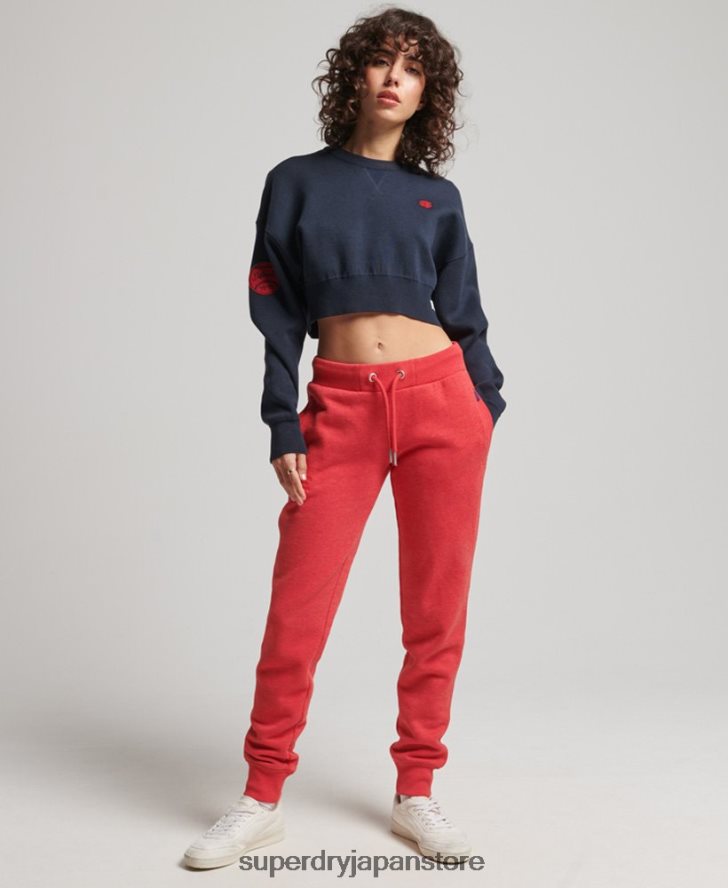 オーガニックコットン ヴィンテージロゴ刺繍ジョガーパンツ 女性 Superdry 衣類 赤 2J62PZ6579