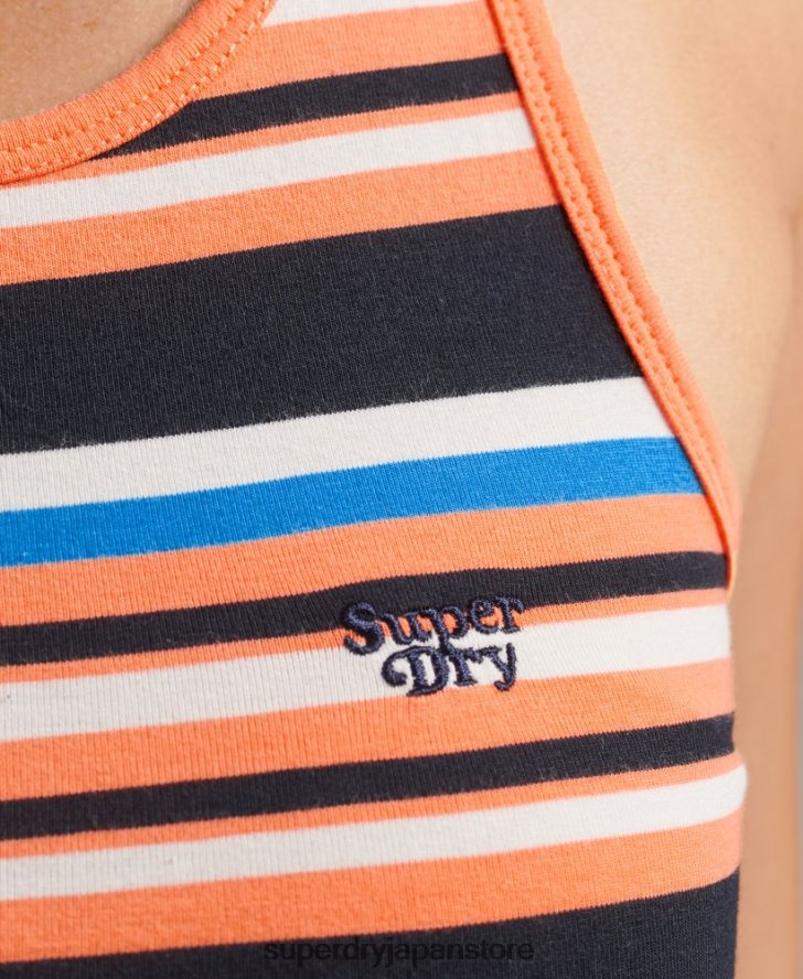 ヴィンテージカリストライプベスト 女性 Superdry 衣類 オレンジ 2J62PZ6586