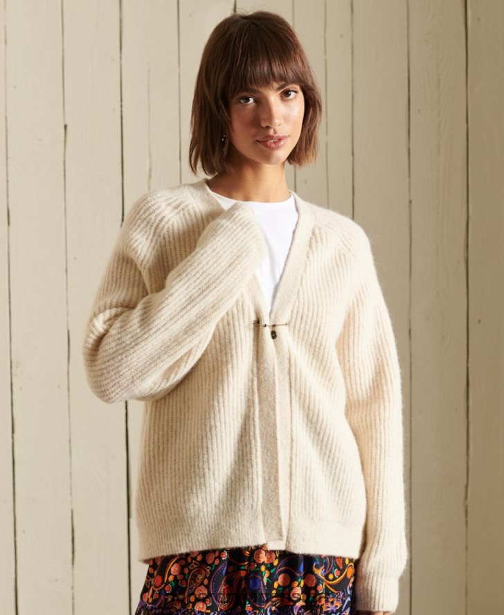 アルパカ混カーディガン 女性 Superdry 衣類 クリーム 2J62PZ6589