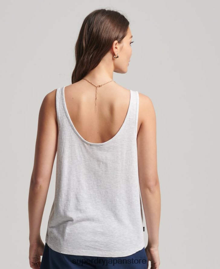 オーガニックコットンポケットタンクトップ 女性 Superdry 衣類 ライトグレー 2J62PZ6590