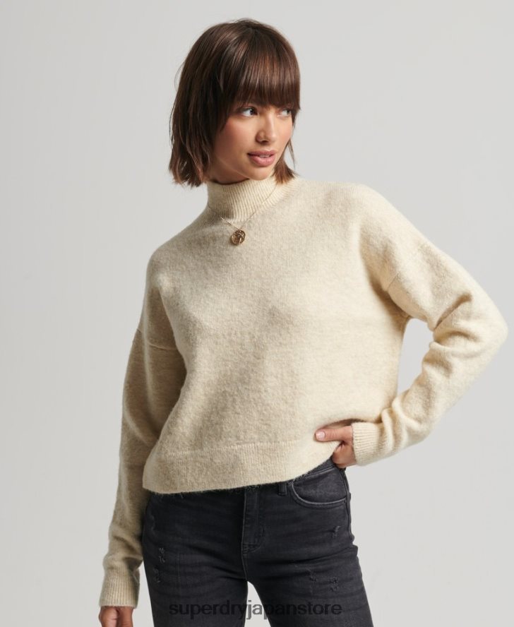 ヴィンテージ エッセンシャル モックネック セーター 女性 Superdry 衣類 クリーム 2J62PZ6592