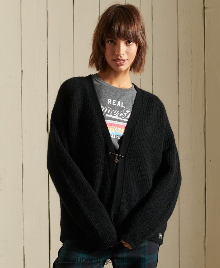 アルパカ混カーディガン 女性 Superdry 衣類 黒 2J62PZ6600