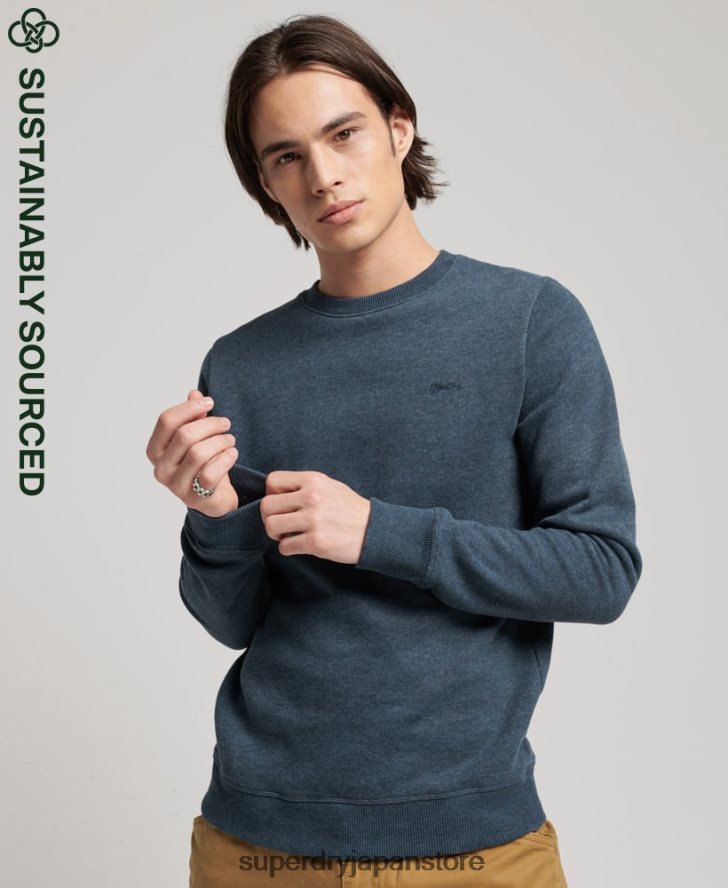 オーガニックコットン ヴィンテージロゴ クルースウェットシャツ 男性 Superdry 衣類 海軍 2J62PZ661