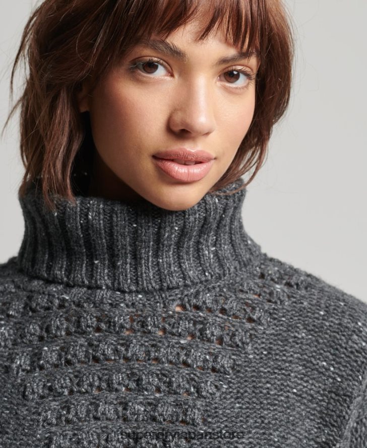 チャンキーケーブルロールネックセーター 女性 Superdry 衣類 グレー 2J62PZ6614