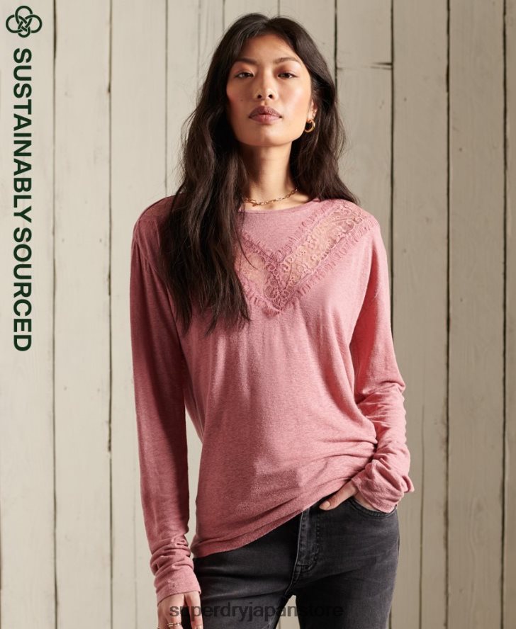 シェブロンレーストップ 女性 Superdry 衣類 ピンク 2J62PZ6623