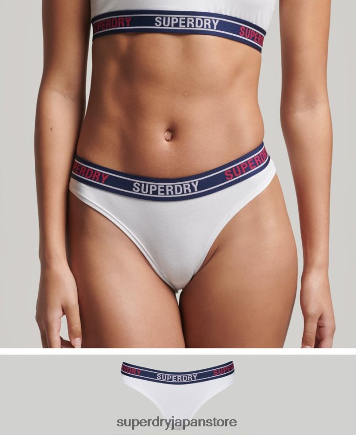 オーガニックコットン マルチロゴ ビキニブリーフ 女性 Superdry 衣類 白 2J62PZ6627