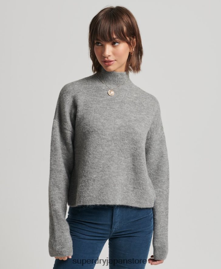 ヴィンテージ エッセンシャル モックネック セーター 女性 Superdry 衣類 ライトグレー 2J62PZ6630