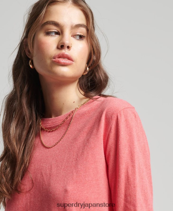 オーガニックコットンのヴィンテージロゴ刺繍トップス 女性 Superdry 衣類 コーラル 2J62PZ6632