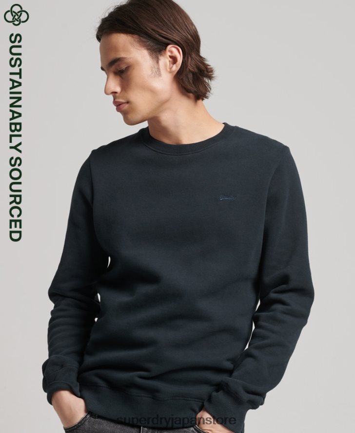 オーガニックコットン ヴィンテージロゴ クルースウェットシャツ 男性 Superdry 衣類 海軍 2J62PZ664