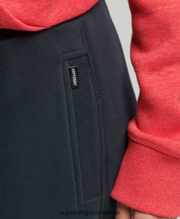 オーガニックコットン ヴィンテージロゴ刺繍ジョガーパンツ 女性 Superdry 衣類 海軍 2J62PZ6640