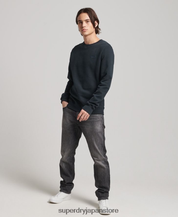 オーガニックコットン ヴィンテージロゴ クルースウェットシャツ 男性 Superdry 衣類 海軍 2J62PZ664