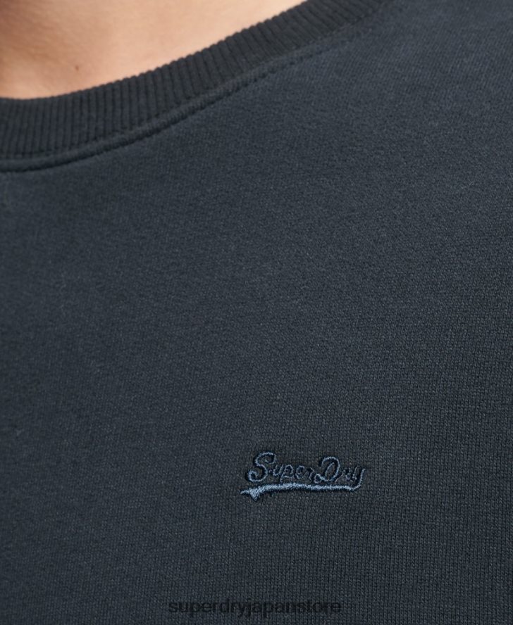 オーガニックコットン ヴィンテージロゴ クルースウェットシャツ 男性 Superdry 衣類 海軍 2J62PZ664