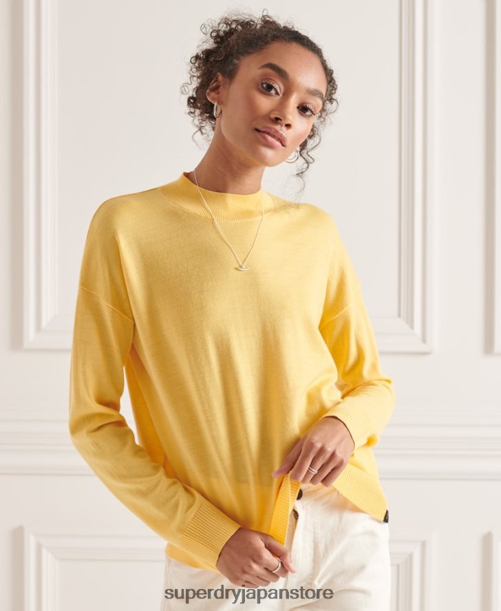メリノモックネックセーター 女性 Superdry 衣類 黄色 2J62PZ6650