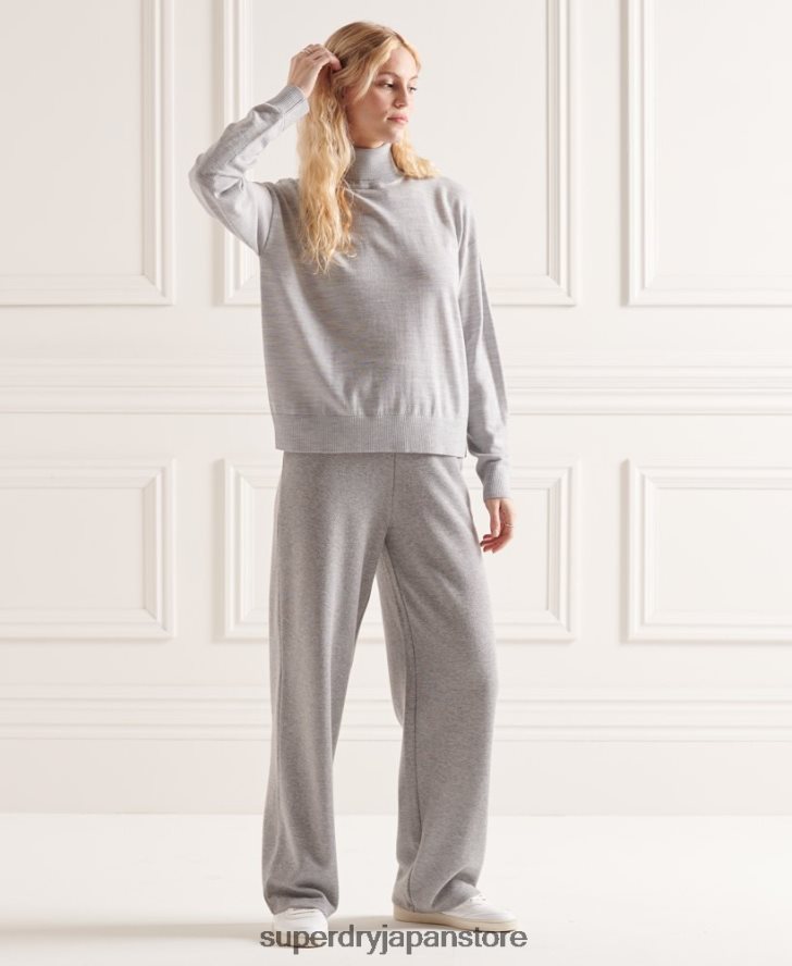 メリノドロップショルダーロールネックセーター 女性 Superdry 衣類 ライトグレー 2J62PZ6651