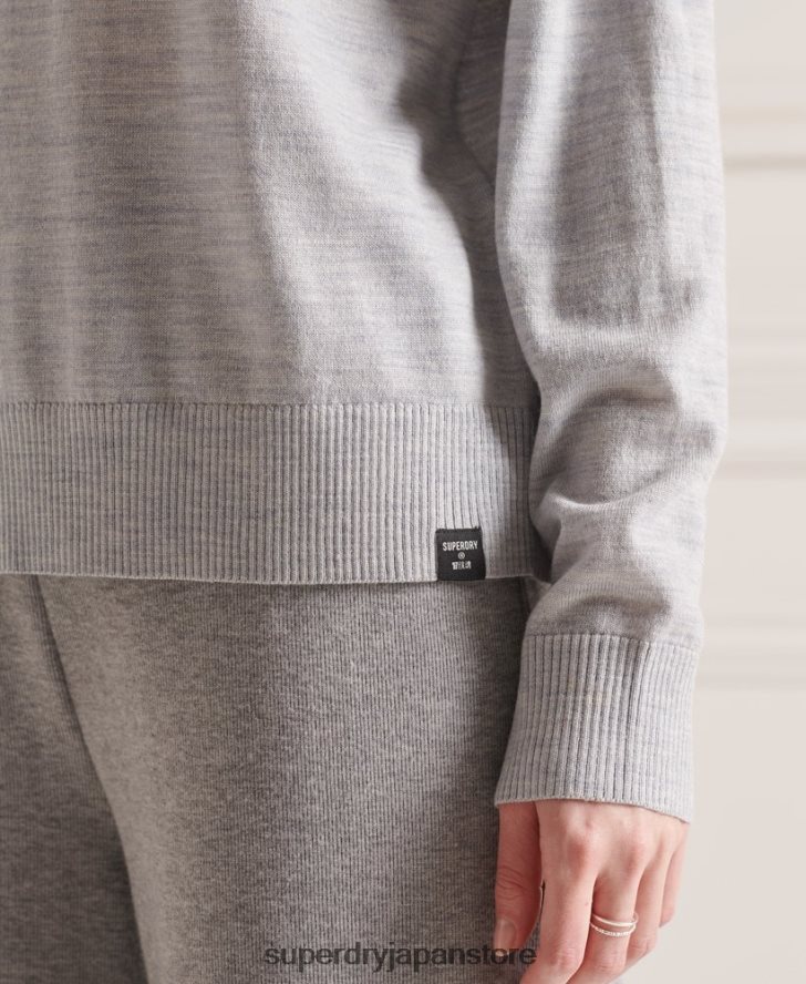 メリノドロップショルダーロールネックセーター 女性 Superdry 衣類 ライトグレー 2J62PZ6651