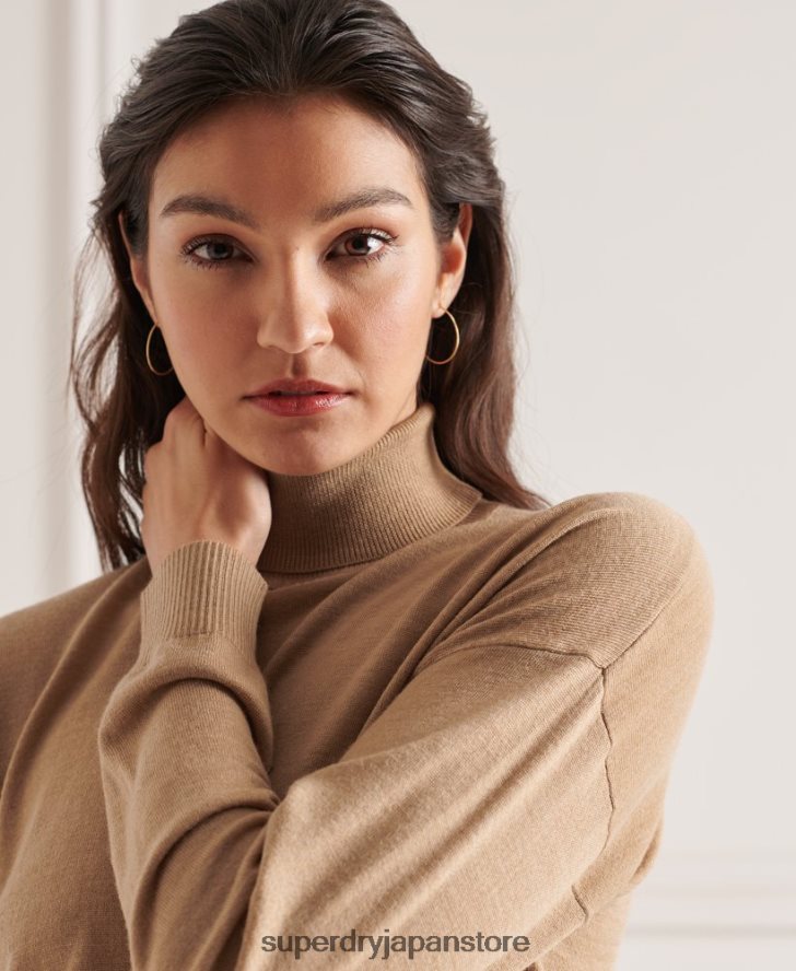 メリノドロップショルダーロールネックセーター 女性 Superdry 衣類 ベージュ 2J62PZ6652