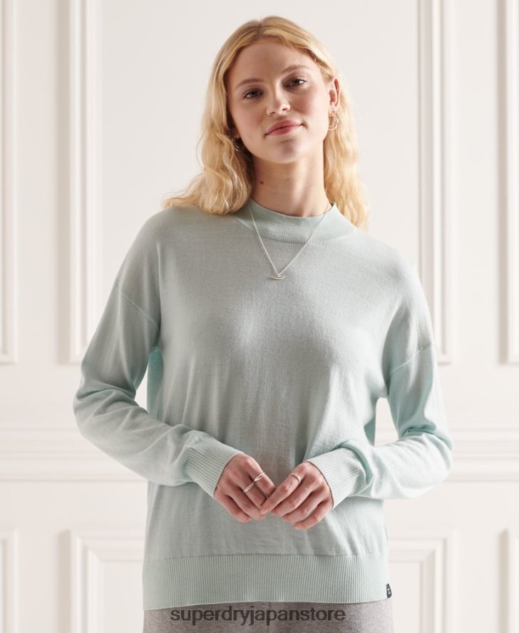 メリノモックネックセーター 女性 Superdry 衣類 緑 2J62PZ6653
