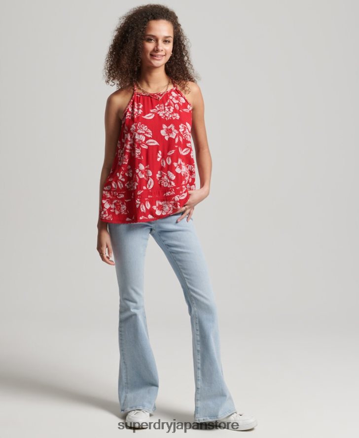ヴィンテージビーチキャミトップ 女性 Superdry 衣類 赤 2J62PZ6659