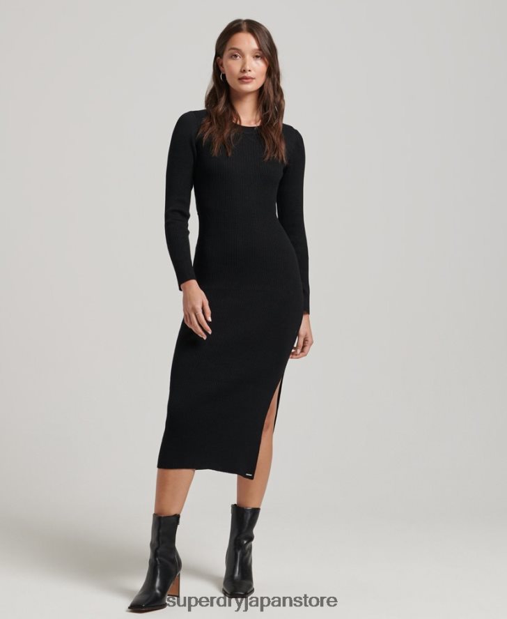 バックレスニットミディドレス 女性 Superdry 衣類 黒 2J62PZ6662