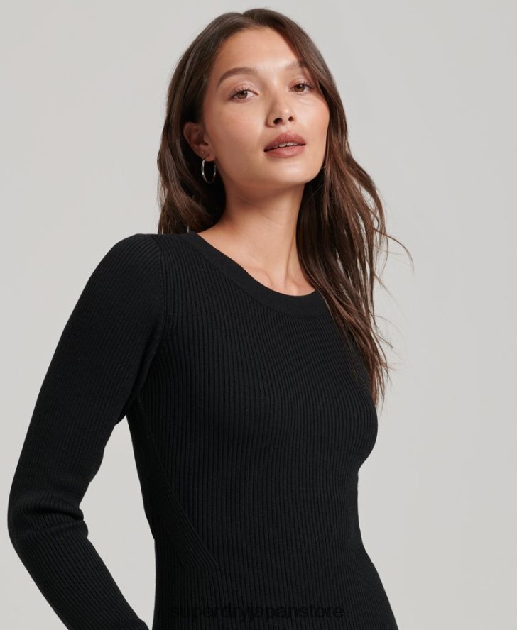 バックレスニットミディドレス 女性 Superdry 衣類 黒 2J62PZ6662