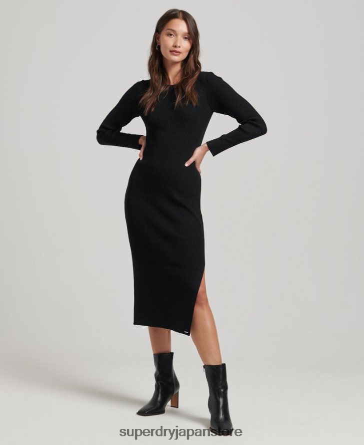 バックレスニットミディドレス 女性 Superdry 衣類 黒 2J62PZ6662