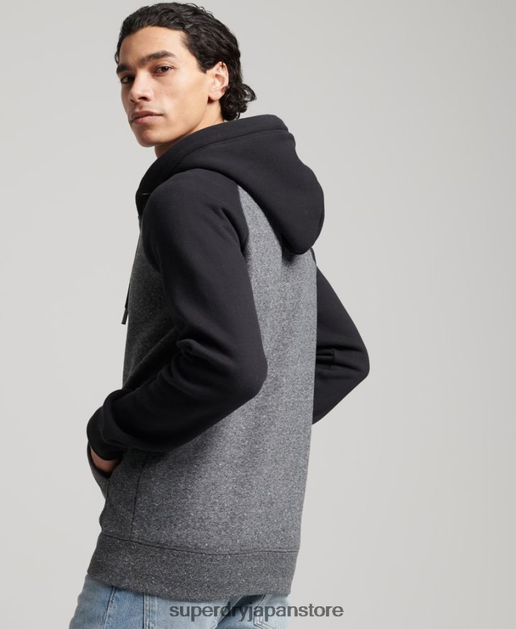 オーガニックコットン ヴィンテージロゴ ベースボールジップパーカー 男性 Superdry 衣類 濃い灰色 2J62PZ666