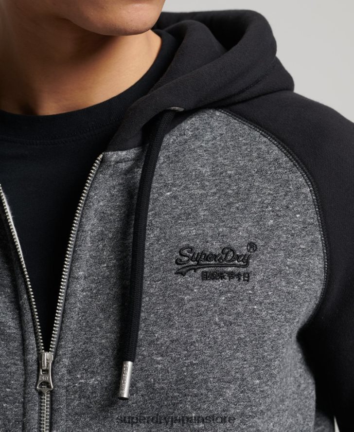 オーガニックコットン ヴィンテージロゴ ベースボールジップパーカー 男性 Superdry 衣類 濃い灰色 2J62PZ666