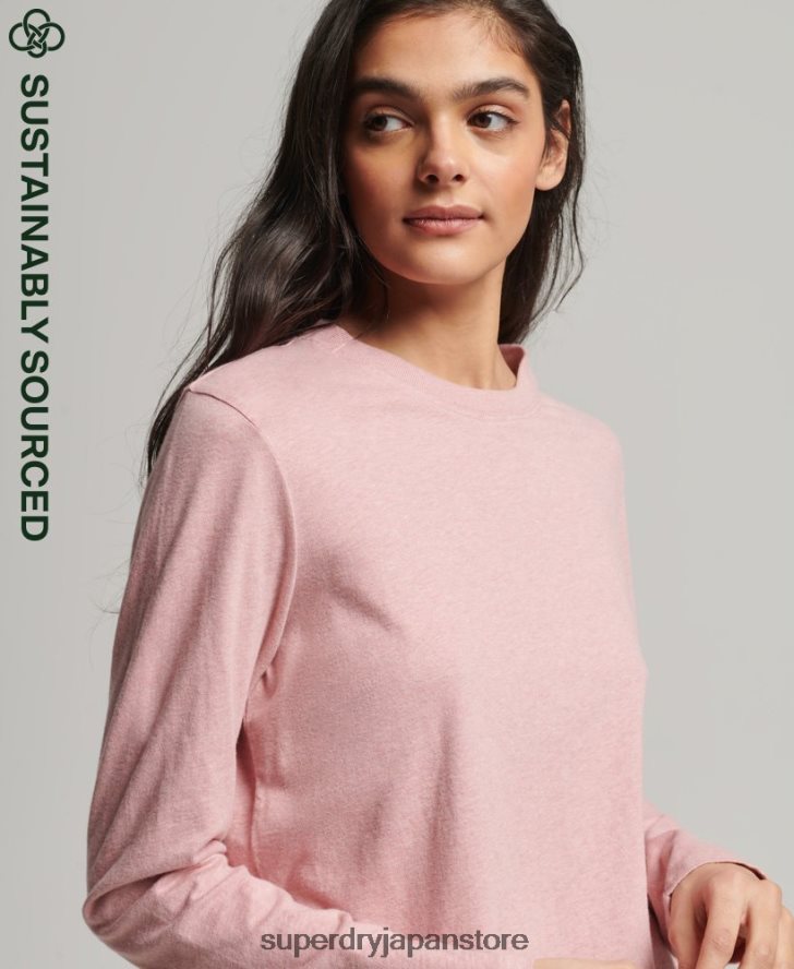オーガニックコットンのヴィンテージロゴ刺繍トップス 女性 Superdry 衣類 ピンク 2J62PZ6671