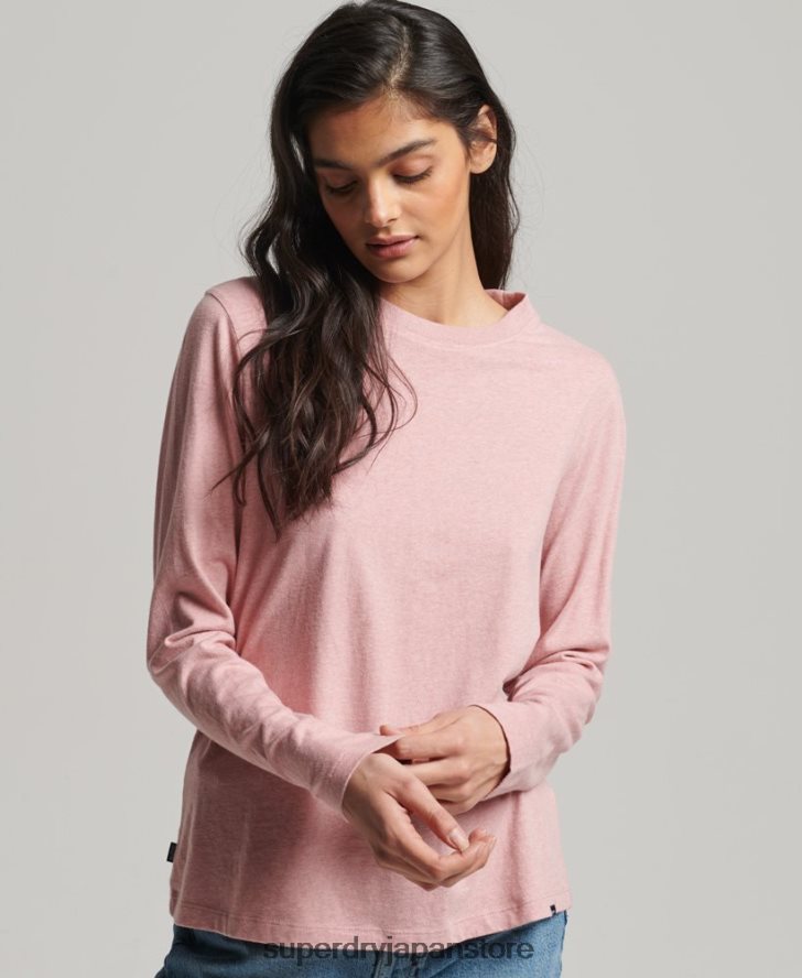 オーガニックコットンのヴィンテージロゴ刺繍トップス 女性 Superdry 衣類 ピンク 2J62PZ6671