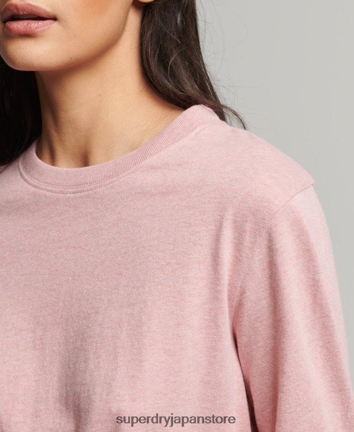 オーガニックコットンのヴィンテージロゴ刺繍トップス 女性 Superdry 衣類 ピンク 2J62PZ6671