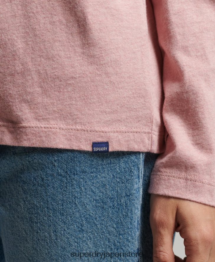 オーガニックコットンのヴィンテージロゴ刺繍トップス 女性 Superdry 衣類 ピンク 2J62PZ6671