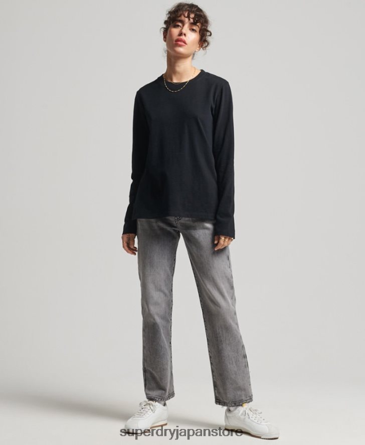 オーガニックコットンのヴィンテージロゴ刺繍トップス 女性 Superdry 衣類 黒 2J62PZ6676